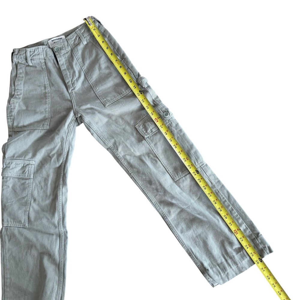 Reformation Jeans Sage Green Carpenter Cargo Pants High Rise Straight Women's 23 - Picture 6 of 8
